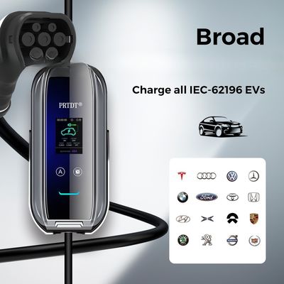 PRTDT FACTORY Portable 9.6kW AC EV Charger SAE 32A Electric Vehicle Charging Box with Custom Logo and Bar Code on Packaging