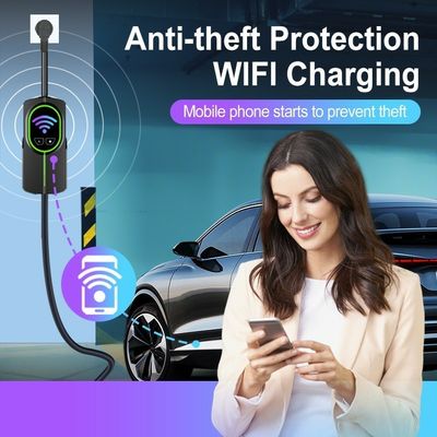 8-32A One Phase 240V Current Adjustable Type 1 Smart Mobile Movable EV Charger with LCD Display