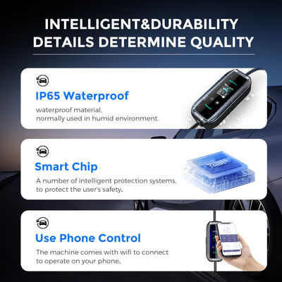 Adjustable Current and IP 65 Water Repellency Type 1 Portable Car Charger PRTDT AC 10A-32A